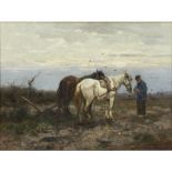 [§] JOHAN FREDERIK CORNELIS SCHERREWITZ (DUTCH 1868-1951)A REST IN PLOUGHING Signed, oil on