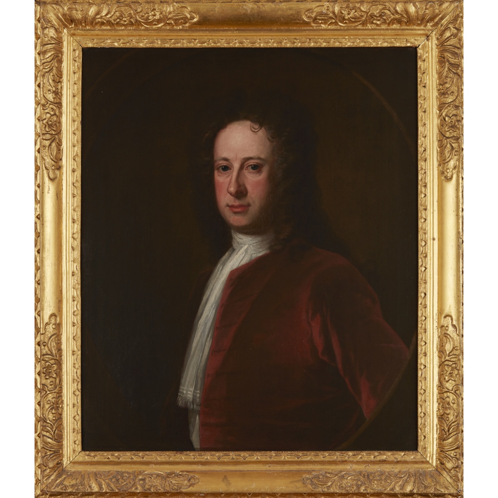 WILLIAM AIKMAN (SCOTTISH 1682-1737)HALF LENGTH PORTRAIT OF PROFESSOR ALEXANDER BAYNE Feigned oval, - Image 2 of 2