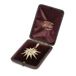 A Victorian pearl and diamond set star broochof traditional design, set throughout with graduated