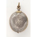 A silver and gilt oval verge watch in the 17th century styleapparently unmarked to the oval case,