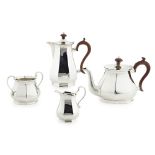 A matched four piece tea serviceRoberts & Belk Ltd, Sheffield 1962/1966, comprising of waterpot,
