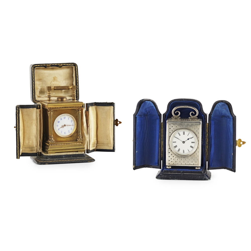 A silver cased miniature carriage clockLTC, import marks for G&H, London 1908, the rectangular