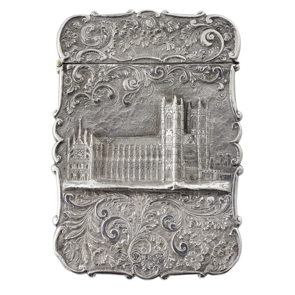 An early Victorian card case - Houses of ParliamentNathaniel Mills, Birmingham 1844, of classic