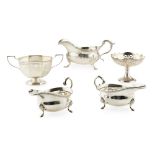 A collection of silverto include, a modern large sauceboat,Barker Brothers Silver Ltd, Birmingham