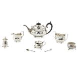 A three piece tea serviceAdie Bros Ltd., Birmingham 1929, comprising; a teapot, twin handled sugar