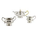 A matched three piece tea serviceWalker & Hall, Sheffield 1933 and 1935, comprising teapot, twin