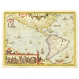Hondius, JodocusAmerica. [Amsterdam, 1606 or later], 395 x 523mm., hand-coloured engraved map,
