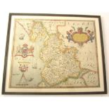 Saxton, Christopher - LancashireLancastriae. [London,] 1579, 50 x 41cm, hand-coloured engraved