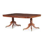 A SCOTTISH REGENCY MAHOGANY TWIN-PEDESTAL DINING TABLE EARLY 19TH CENTURY with beaded mouldings, the