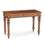 A SCOTTISH VICTORIAN WALNUT AND BURR WALNUT SIDE TABLE CIRCA 1850 with ebonised mouldings and floral