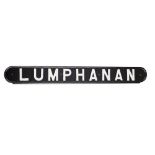 A CAST IRON LNER RAILWAY SEAT BACK SIGN 'LUMPHANAN', CIRCA of rounded rectangular form with bullnose