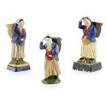 TWO SCOTTISH EAST COAST POTTERY NEWHAVEN FISHWIFE FIGURES EARLY 19TH CENTURY probably Rathbone's