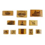 A GROUP OF MAUCHLINE WARE SNUFF BOXES LATE 19TH CENTURY comprising ELEVEN RECTANGULAR BOXES, various