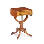 A SCOTTISH REGENCY BURR ELM WORK TABLE EARLY 19TH CENTURY the rounded rectangular top with drop