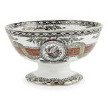 A 'BUTTERFLY' PATTERN FOOTED PUNCH BOWL BY J & M.P. BELL POTTERY, GLASGOW LATE 19TH CENTURY transfer