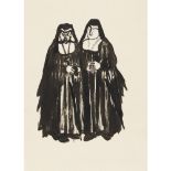 [§] BET LOW A.R.S.A, R.S.W. (SCOTTISH 1924-2007) A PAIR OF NUNS Studio stamped verso, Indian ink