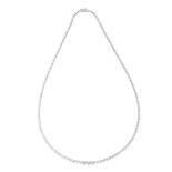 A diamond set Rivière necklaceclaw set with a continuous row of graduated round brilliant-cut