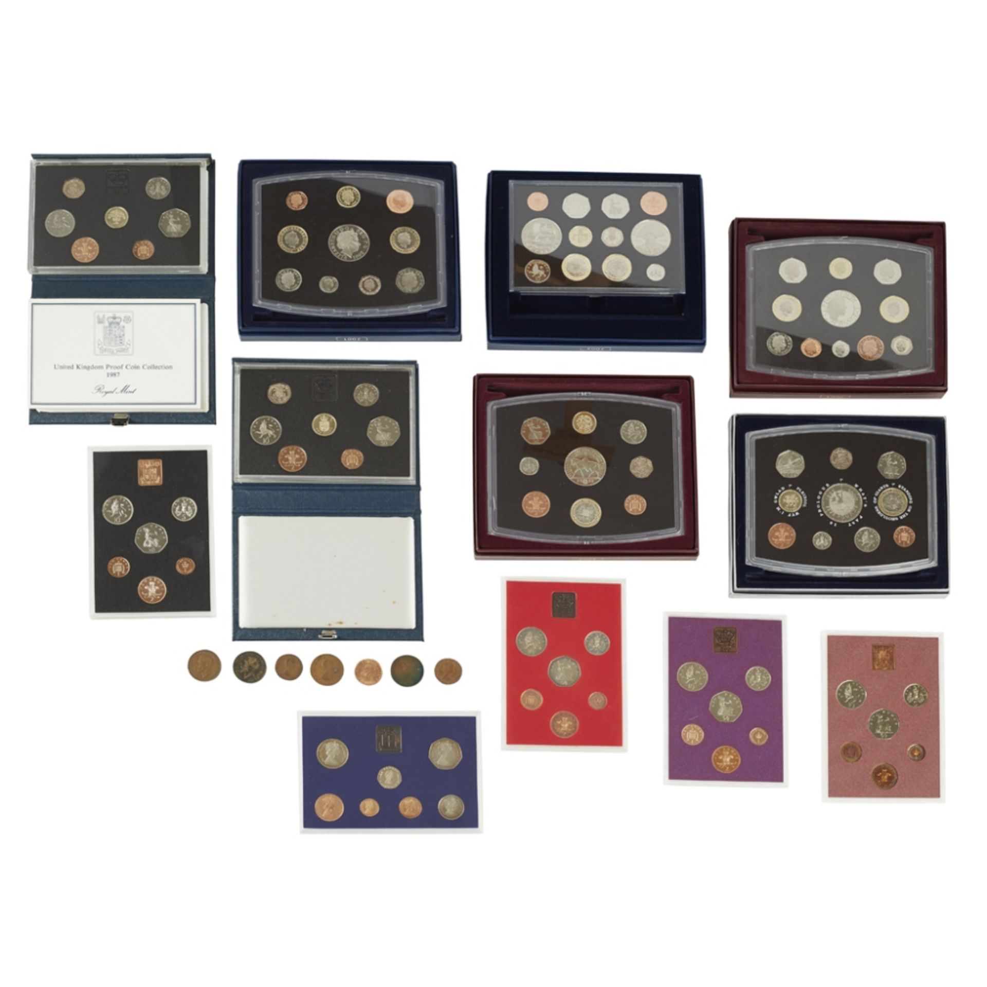 GB Various year coin sets, cased1987; 1986 inc. £2; 1985; 1984; 1983; 1982; 1981; 1980; 2001; - Image 2 of 2