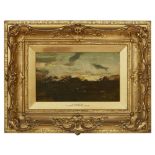 SIR JAMES LAWTON WINGATE R.S.A. (SCOTTISH 1846-1924) GLOAMING Signed, oil on board 17cm x 29cm (6.