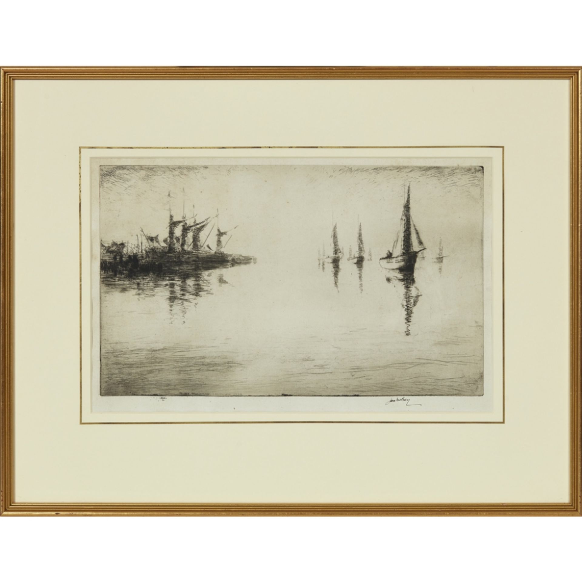 [§] JAMES MCBEY (SCOTTISH 1883-1959) BRIGHTLING SEA, 1922 Etching, signed and numbered XIII/L 23cm x