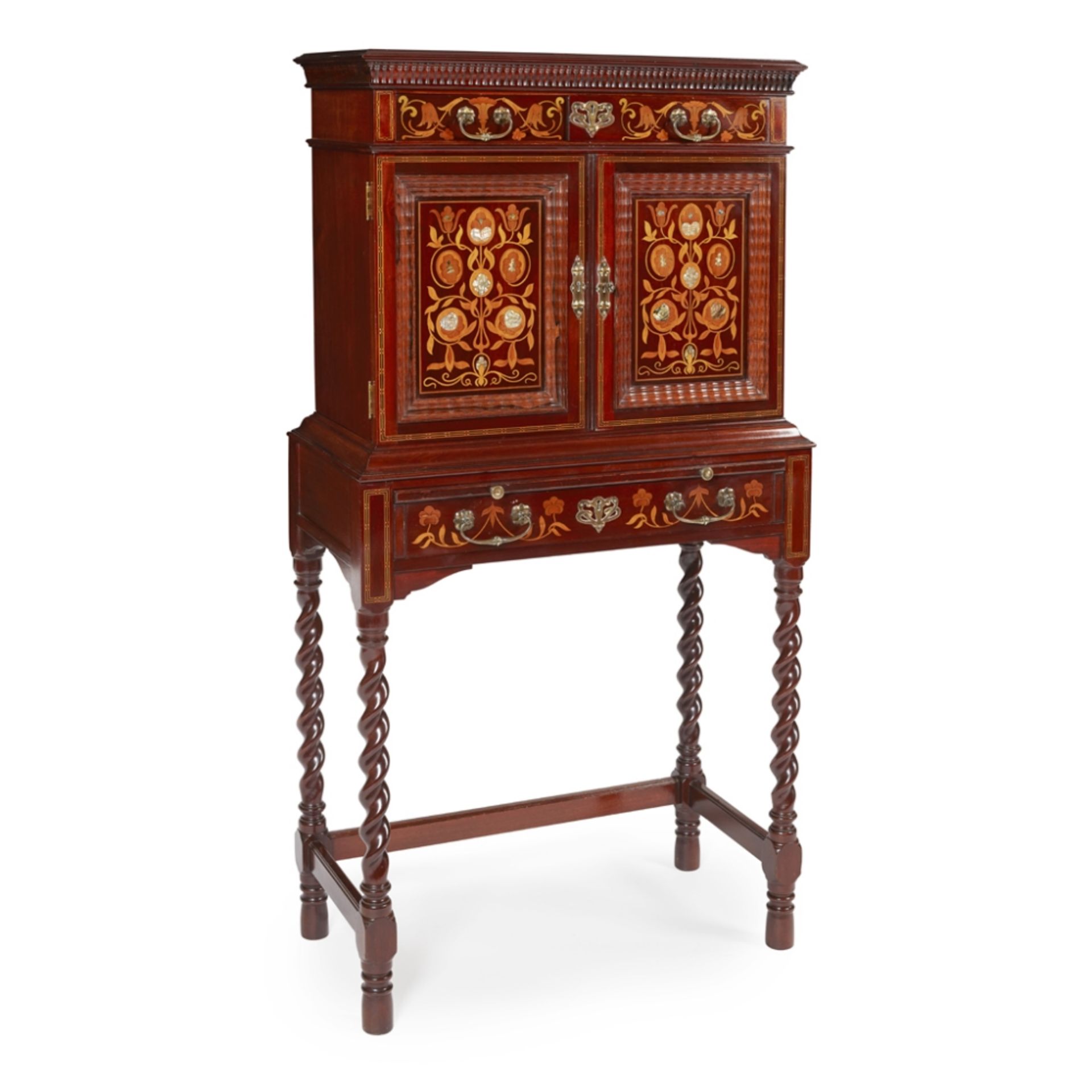 SHAPLAND & PETTER, BARNSTAPLE ARTS & CRAFTS INLAID MAHOGANY CABINET, CIRCA 1900 with marquetry - Image 2 of 3