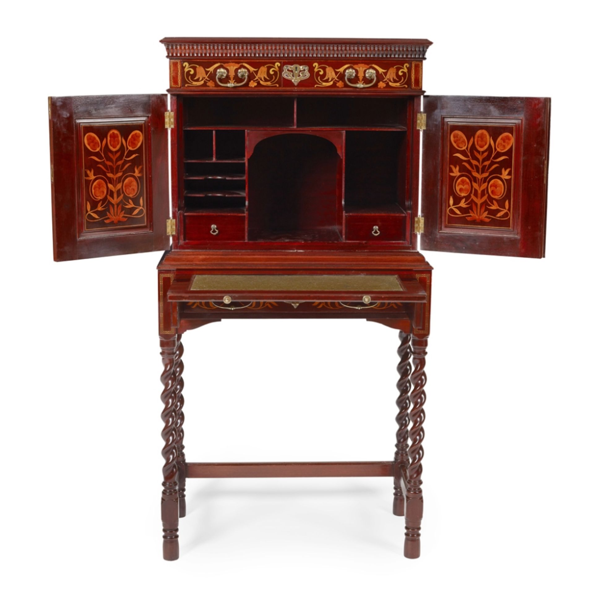 SHAPLAND & PETTER, BARNSTAPLE ARTS & CRAFTS INLAID MAHOGANY CABINET, CIRCA 1900 with marquetry - Image 3 of 3