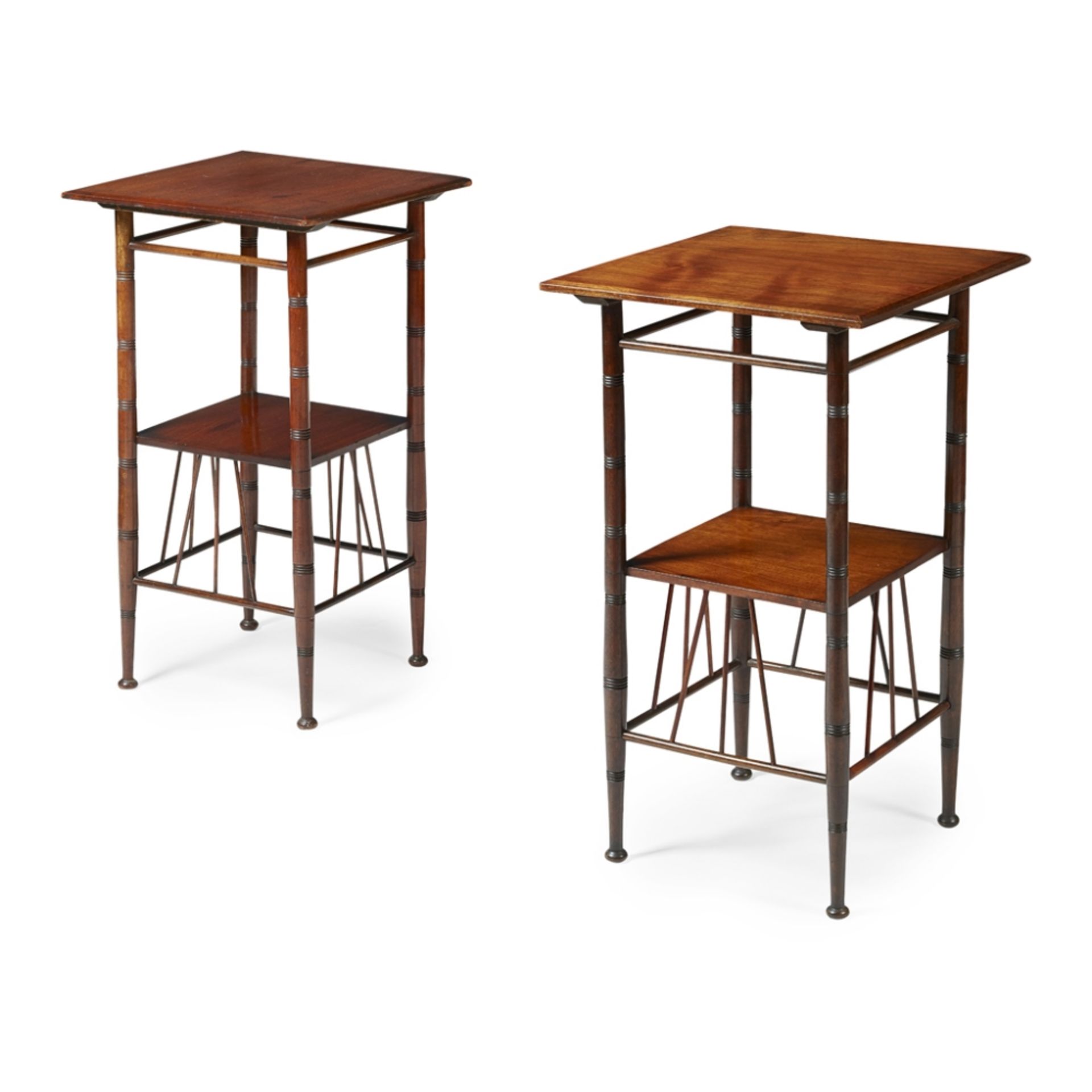 AFTER E. W. GODWIN PAIR OF AESTHETIC MOVEMENT WALNUT OCCASIONAL TABLES, CIRCA 1890 each with