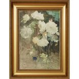 [§] KATHERINE CAMERON R.S.W., R.E. (SCOTTISH 1874-1965) BUTTERFLY AND YELLOW ROSES Signed with