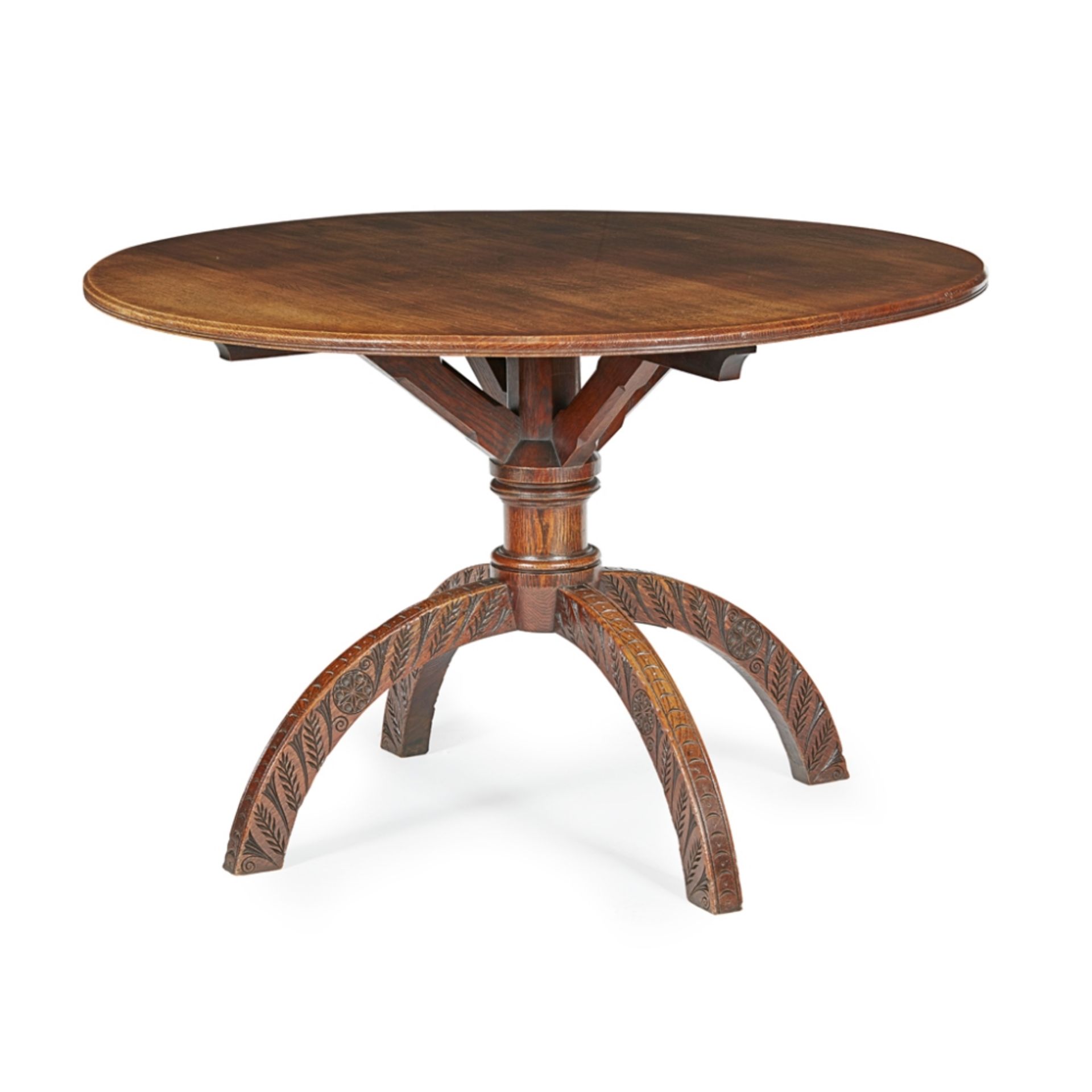 MANNER OF THOMAS JECKYLL VICTORIAN GOTHIC REVIVAL OAK CENTRE TABLE, CIRCA 1870 the moulded - Image 3 of 4