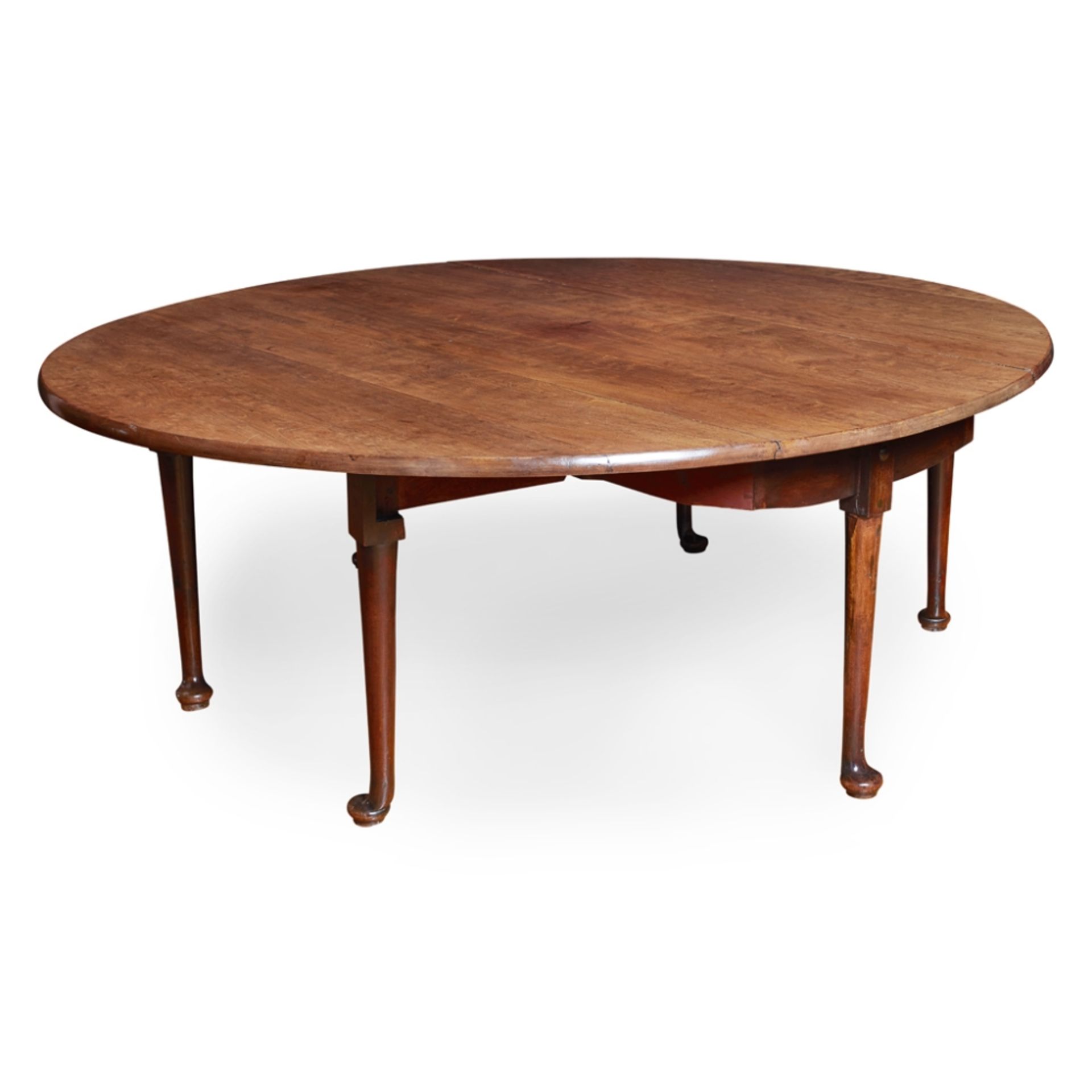 LARGE GEORGE II MAHOGANY CIRCULAR DROP-LEAF DINING TABLE MID-18TH CENTURY the oval top, raised on - Image 2 of 2