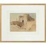 SIR DAVID YOUNG CAMERON R.A. (SCOTTISH 1865-1945) EGYPTIAN FORT Signed and inscribed, mixed media