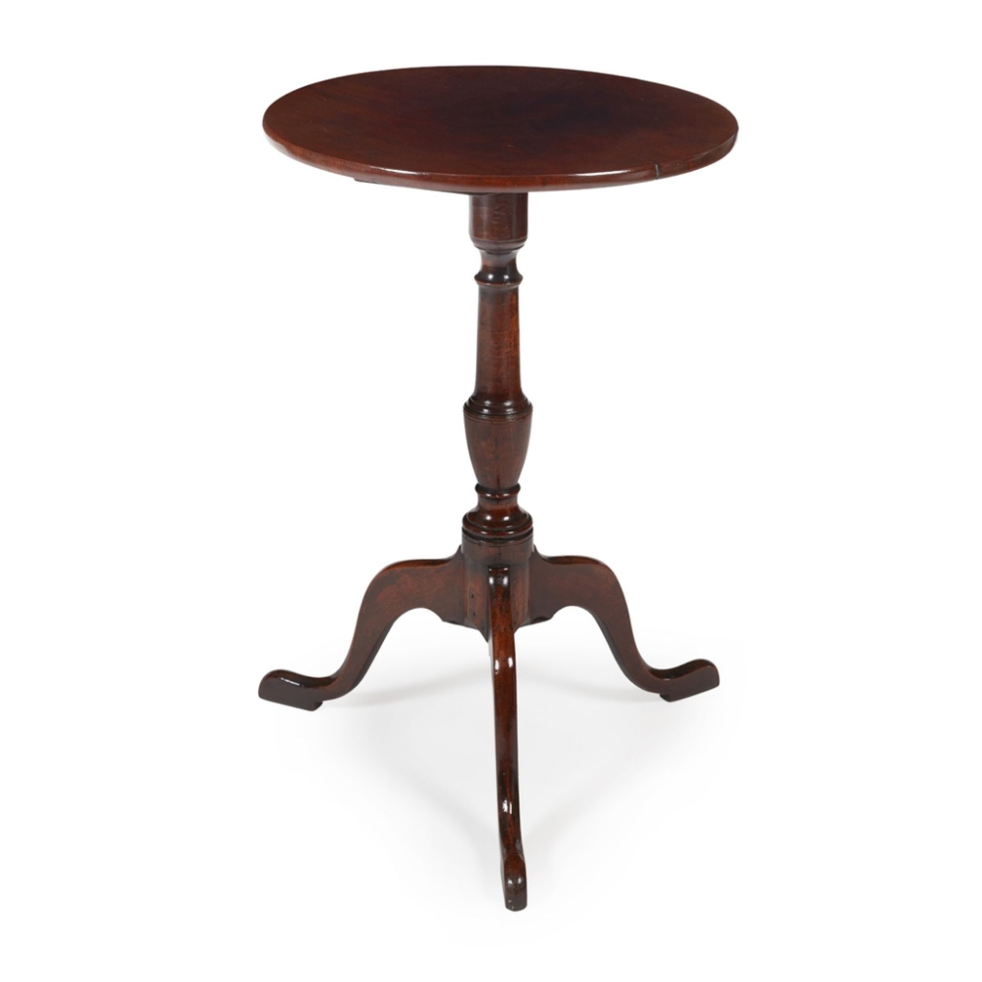 GEORGE III MAHOGANY TILT-TOP WINE TABLE 18TH/ EARLY 19TH CENTURY the plain circular top, raised on a - Image 2 of 2