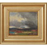 SIR DAVID YOUNG CAMERON R.A. (SCOTTISH 1865-1945) STORM APPROACHING LORNE Signed, oil on board