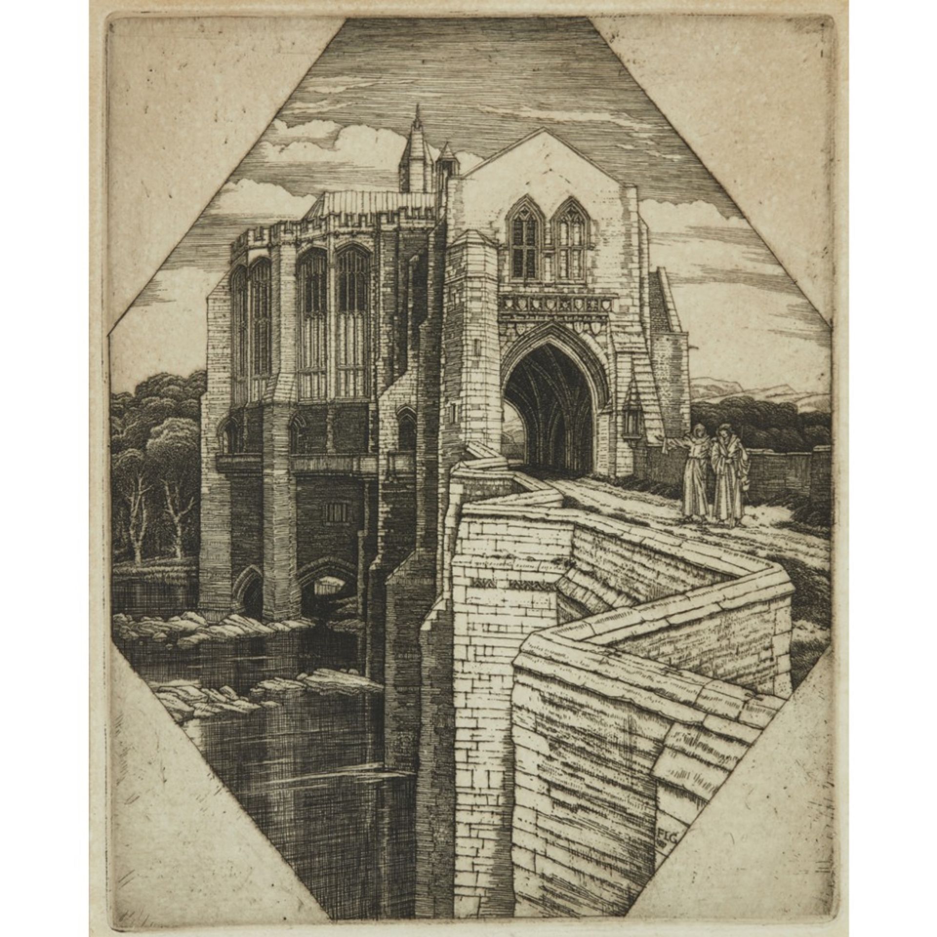 FREDERICK LANDSEER MAUR GRIGGS (BRITISH 1876-1938) ST BOTOLPH’S BRIDGE NO. 2 Etching, 2nd state of - Image 2 of 2