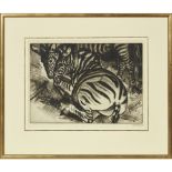 [§] DAME LAURA KNIGHT D.B.E., R.A., R.W.S. (BRITISH 1877-1970) ZEBRAS - 1930 Etching, signed 27cm