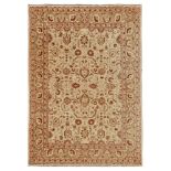 ZEIGLER STYLE CARPET MODERN the cream field with stylised palmettes and foliage in red, pink and