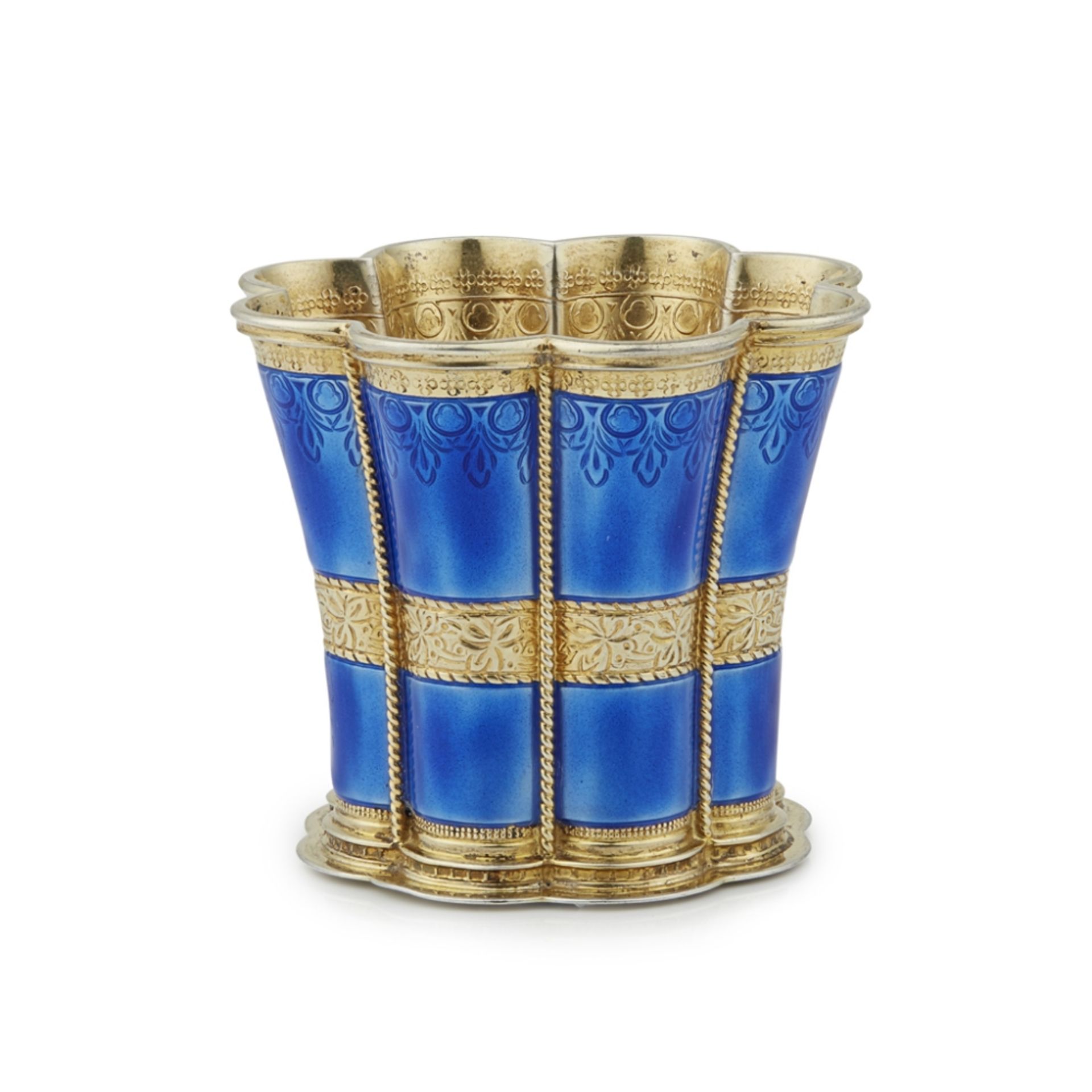 ANTON MICHELSEN (1809-77) STERLING SILVER GILT AND ENAMEL REPLICA OF QUEEN MARGRETHE'S CUP, CIRCA