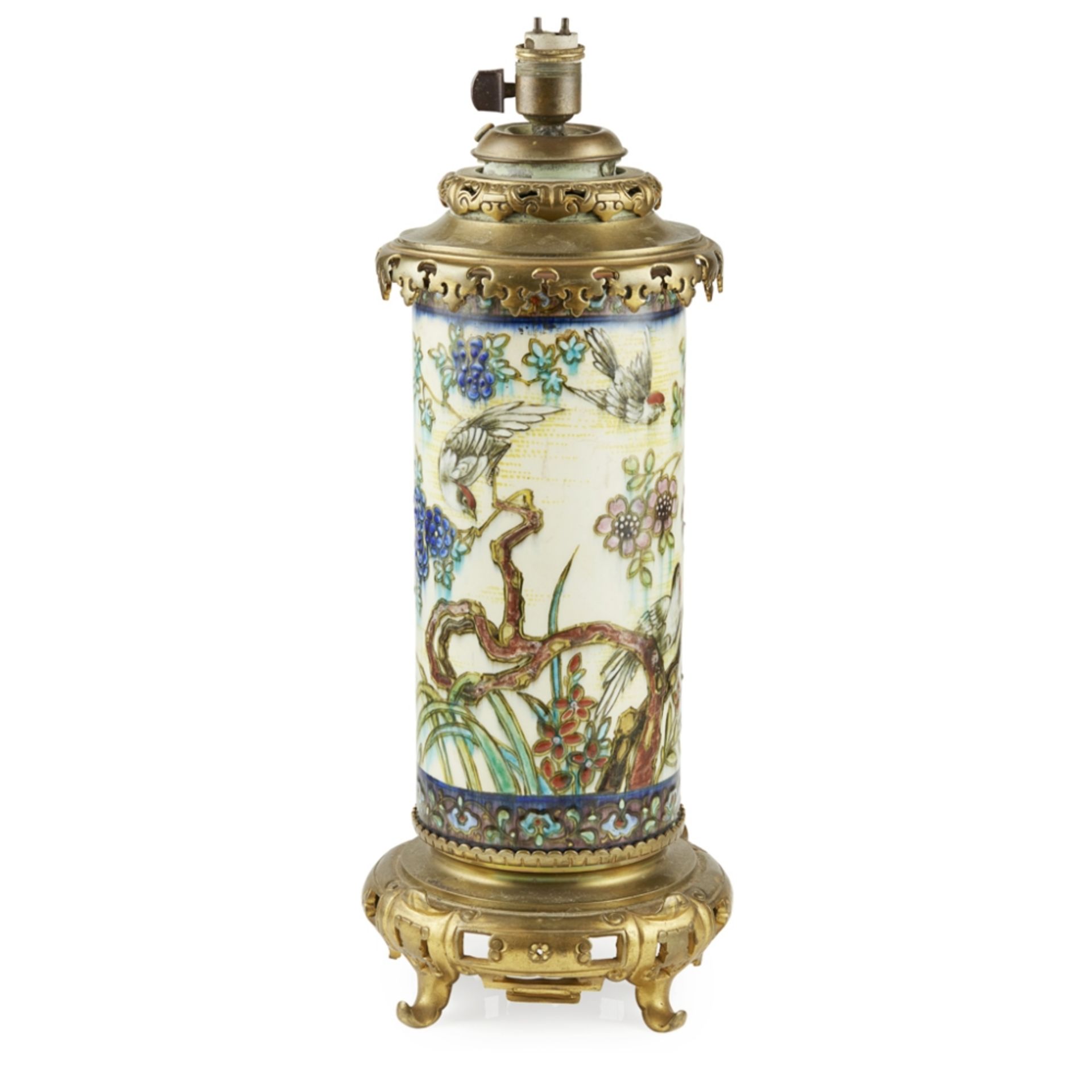 THEODORE DECK (1823-1891) IZNIK CERAMIC AND GILT BRASS MOUNTED LAMP BASE, CIRCA 1880 of