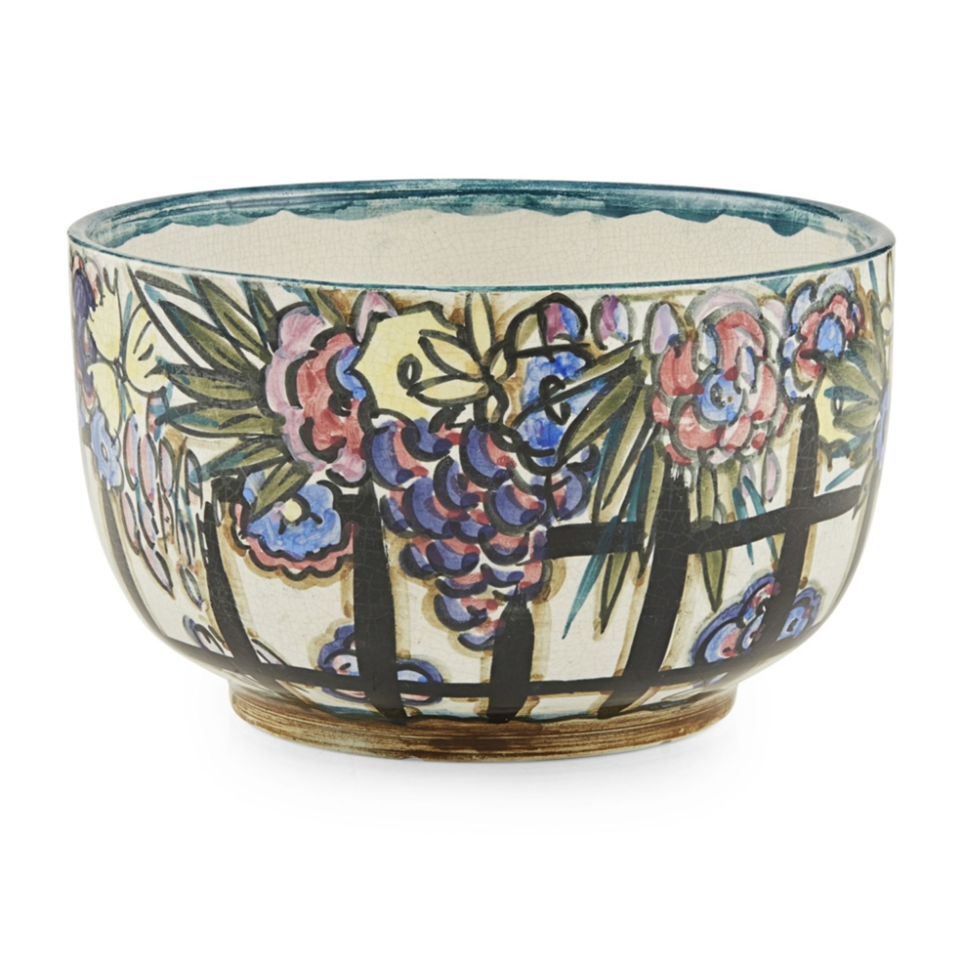 [§] JESSIE MARION KING (1875-1949) EARTHENWARE BOWL, CIRCA 1930 painted with a frieze of flowers, - Image 3 of 4