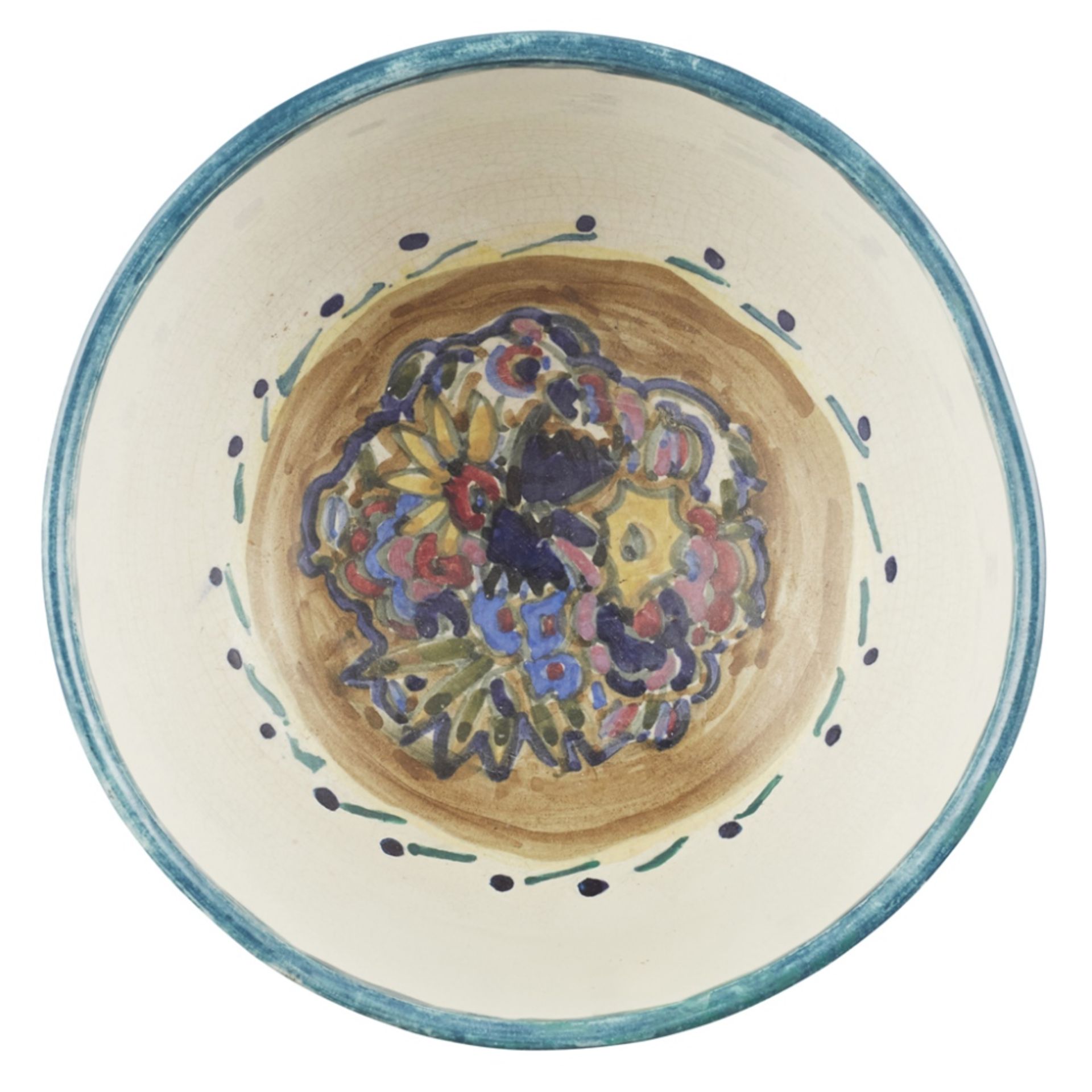 [§] JESSIE MARION KING (1875-1949) EARTHENWARE BOWL, CIRCA 1930 painted with a frieze of flowers, - Image 4 of 4