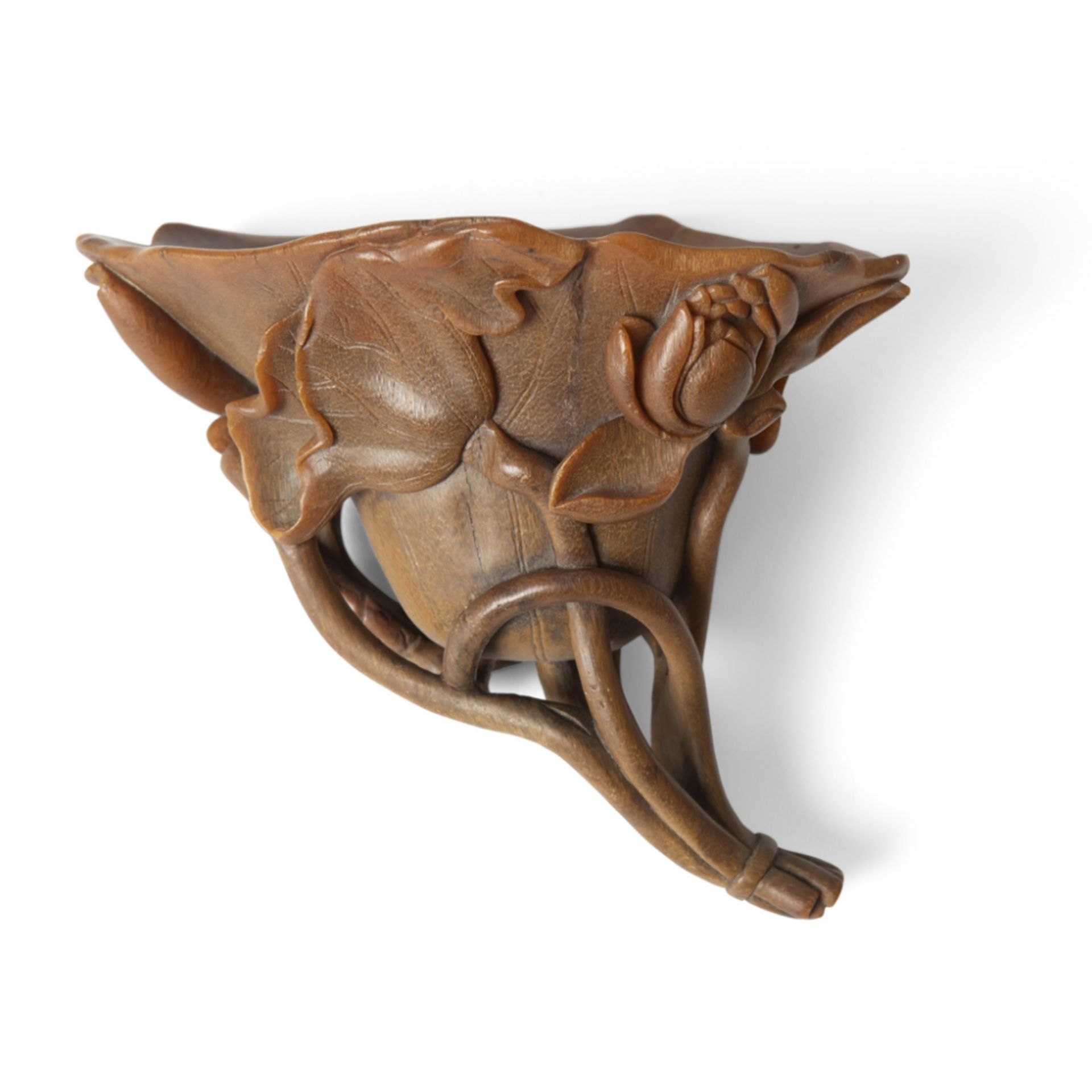 RARE WELL-CARVED RHINOCEROS HORN 'LOTUS' LIBATION CUPQING DYNASTY, 17TH CENTURY carved following the - Image 5 of 5