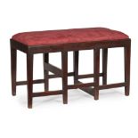 GEORGE III MAHOGANY LONG STOOL/ LIBRARY STEPS18TH CENTURY the drop-in seat raised on eight square