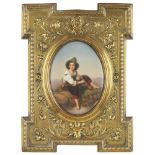 KPM PORCELAIN PLAQUE OF A NEAPOLITAN BOY19TH CENTURY oval, with impressed marks, in an embossed