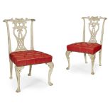 PAIR OF LATE GEORGE II/ EARLY GEORGE III WHITE PAINTED SIDE CHAIRSMID 18TH CENTURY the scroll and