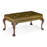 GEORGE II STYLE MAHOGANY AND LEATHER UPHOLSTERED STOOL20TH CENTURY the rectangular seat in