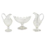 GROUP OF REGENCY AND VICTORIAN CUT GLASSEARLY 19TH CENTURY comprising a large boat-shaped footed