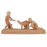 [§] UGO CIPRIANI (1887-1960)TERRACOTTA FIGURE GROUP, CIRCA 1930 modelled as two children with a