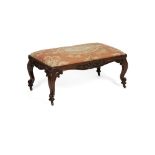 LARGE VICTORIAN ROSEWOOD FRAMED CENTRE STOOLMID 19TH CENTURY the rectangular drop-in seat covered in