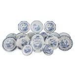 COLLECTION OF CHINESE EXPORT BLUE AND WHITE PORCELAIN DINNER WARES19TH CENTURY variously decorated
