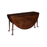 GEORGE II MAHOGANY GATELEG TABLE18TH CENTURY oval top with drop leaves over a plain frieze, raised